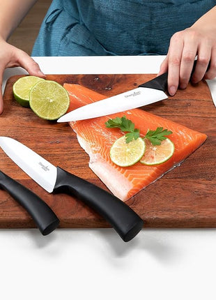Shenzhen Knives White Ceramic Knife Set - 3-Piece Kitchen Knives Bundle: 6" Chef's, 5" Slicing, and 4" Paring Knife. Lightweight Kitchen Cutlery for Precision Slicing and Cooking