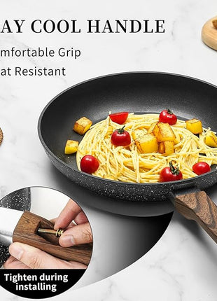 Frying Pan Nonstick - 9.5 Inch Frying Pan,Non Stick Skillet Egg Omelette Pan, Black Nonstick Non Toxic Cooking Pan,Oven Safe, Induction Compatible, PFOA Free