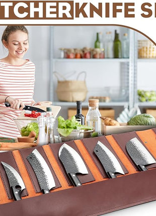 Golden Bird Butcher Knife Set - 13pcs Chef Knife Set Hand Forged Knives for Kitchen, Sharp Japanese Knives Sets for Meat Cutting, Camping, BBQ, Christmas Gifts for Men Women