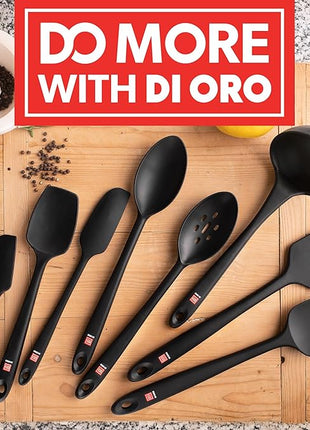 DI ORO Silicone Spatula Set - Rubber Kitchen Spatulas for Baking, Cooking, & Mixing - 600°F Heat-Resistant & BPA Free Silicone Scraper Spatulas for Nonstick Cookware - Dishwasher Safe (3pc, Black)