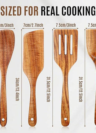 Wooden Spoons for Cooking, Excellent Wooden Kitchen Utensil Set (4pcs)
