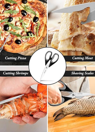 Kitchen Gadgets Utensils Set for Home, iBayam 8.5" Kitchen Scissors with Sheath, Black Cooking Scissors, All Purpose Shears