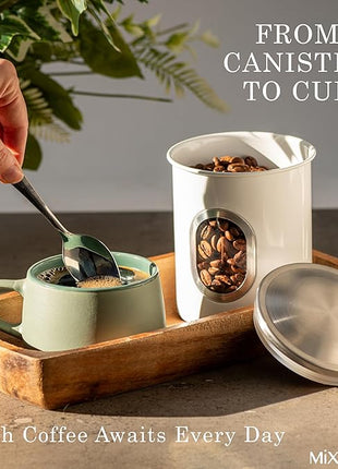 Mixpresso 3-Piece White Canisters Sets For The Kitchen, Airtight Canister Set With See Through Window, Storage Jars for Coffee Container, Tea Organizer & Sugar Canister, White Kitchen Canisters