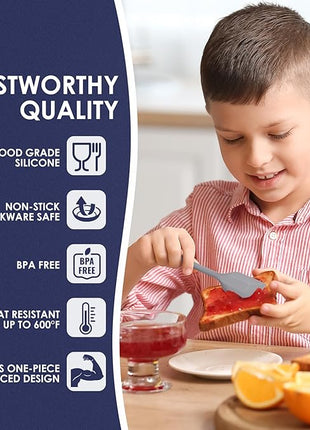 Heat Resistant 600℉ Silicone Spatula, Turner Mixing Spatulas set BPA Free Dishwasher Safe for Nonstick Cookware, Grey