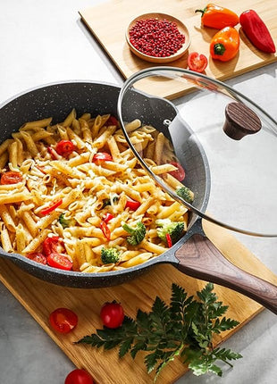 SENSARTE Nonstick Frying Pan Skillets, Swiss Granite Coating Omelette Pans, Healthy Cookware, Free of Intentionally Added PFOA (9.5 Inch Frying Pan and 5QT Saute Pan)