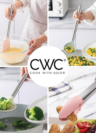 COOK WITH COLOR Silicone Cooking Utensils, Kitchen Utensil Set, Easy to Clean Silicone Kitchen Utensils, Cooking Utensils for Nonstick Cookware, Kitchen Gadgets Set, 10 Pieces, Mint