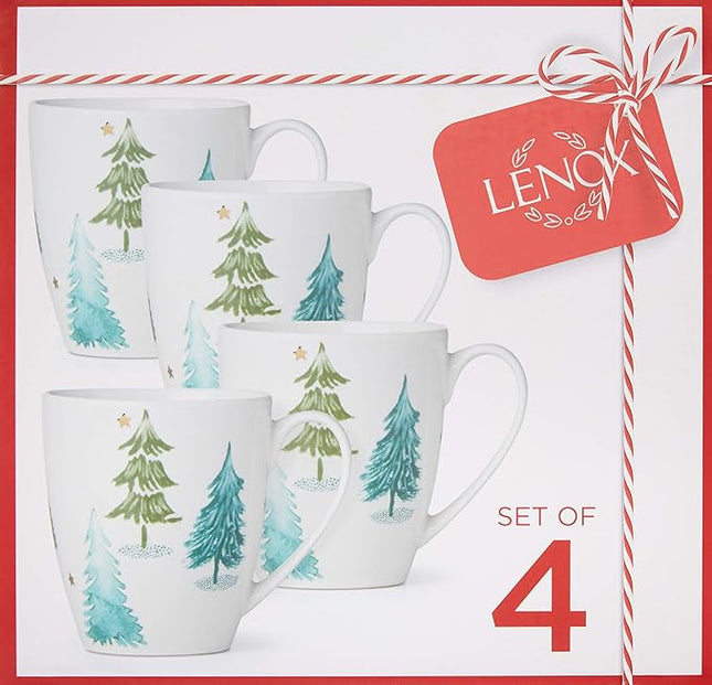 Lenox 880069 Balsam Lane 4-Piece Mug Set, Christmas Drinkware, Holiday Hosting (Pack of 8)