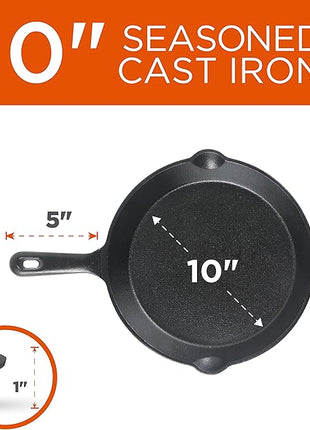 Commercial CHEF 3-Piece Cast Iron Skillet Set – 8 inch, 10 inch, and 12 inch - Pre-seasoned Cast Iron Cookware