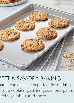 Chicago Metallic Commercial II Traditional Uncoated True Jelly Roll Pan, Make jelly rolls, cookies, pizza, one-pan meals, and more, 15-Inch by 10-Inch