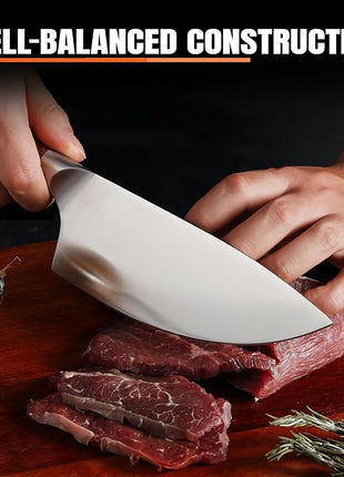 TUO Rocker Knife, 7 inch Salad Chopper Chef Knife for Herb Rocking and Veggie Chopping, Vegetable Cleaver in High Carbon Steel with Ergonomic Handle - Fiery Phoenix Series