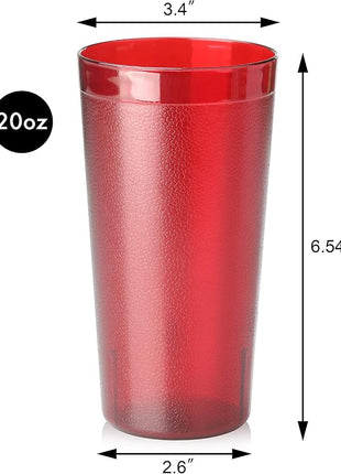 New Star Foodservice | Restaurant-Grade Beverage Tumblers (Red Set of 12, 20 oz)