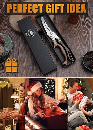 Poultry Shears, Heavy Duty Kitchen Shears with Serrated Edge, No Rust Spring Loaded, Multipurpose Stainless Steel Kitchen Scissors for Chicken, Bone, Meat, Turkey, Fish Thanksgiving Christmas Gifts