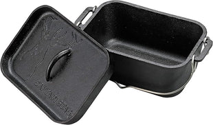 Captain Stag UG-3063 Dutch Oven, Iron Casting, Square Shape, Dutch Oven, Width 10.6 x Depth 6.7 x Height 4.7 inches (270 x 170 x 120 mm), Full Water Capacity: 0.7 gal (2.3 L), No Seasoning Required