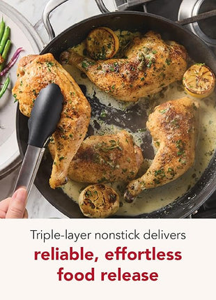 KitchenAid Hard Anodized Induction Nonstick Cookware Saute Pan/Jumbo Cooker with Lid and Helper Handle, Dishwasher Safe, 5 Quart Non Stick Sauteuse with Stainless Steel Handles - Matte Black