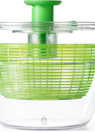 OXO Good Grips Salad Spinner - Large, Green Lettuce & Fruit Washer, BPA-Free, Easy One-Hand Pump