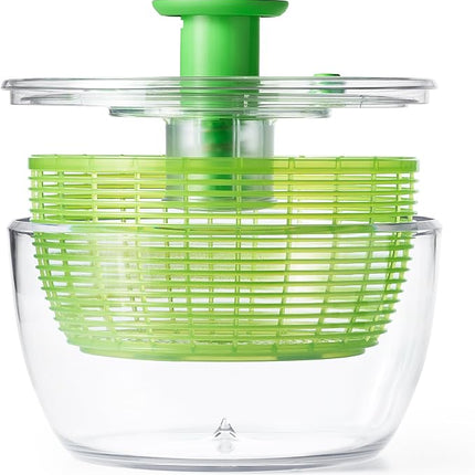 OXO Good Grips Salad Spinner - Large, Green Lettuce & Fruit Washer, BPA-Free, Easy One-Hand Pump