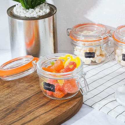 Encheng Small Glass Jars With Airtight Lids, Glass Spice Jars 5 oz,Maosn Jars With Leak Proof Rubber Gasket 150ml,Glass Storage Containers With Hinged Lid,Kitchen Canisters 12 Pack