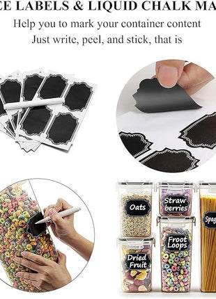 Wildone Airtight Food Storage Containers with Lids, 14PC Plastic Kitchen Storage Containers for Pantry Organization and Storage, Cereal, Flour and Sugar Containers, Include 20 Labels & Pen