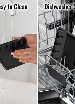 Zulay Kitchen Extra Large Silicone Utensil Rest with Drip Pad for Multiple Utensils - BPA-Free Heat-Resistant Spoon Rest & Spoon Holder for Stove Top - Kitchen Utensil Holder for Spoon - Black