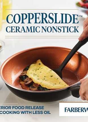 Farberware Glide Nonstick Frying Pan Set / Fry Pan Set / Skillet Set - 9.25 Inch and 11.25 Inch , Black