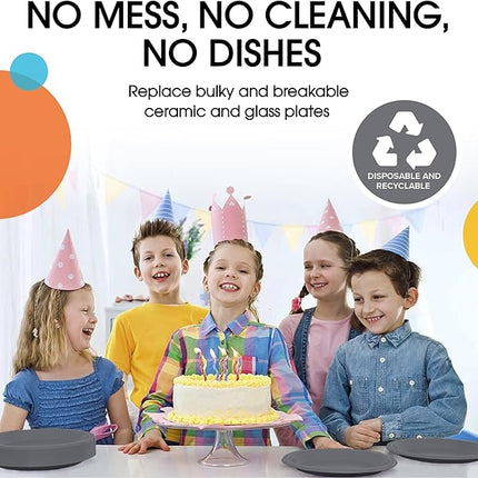 Exquisite Party Solids Silver Plastic Plates For Party Supplies 7" Silver Disposable Plates Heavy Duty 50 Pcs Plastic Dinnerware Sets Heavy Duty 350 GSM Disposable Dinnerware Set