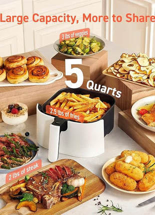 COSORI Air Fryer Pro LE 5-Qt Airfryer, With 20PCS paper liners, 10 Functions that Dry, Bake, Roast &Preheat, Shake Reminder, Up to 450℉, 85% Oil less, Compact, 130+ Recipes, Dishwasher Safe, White