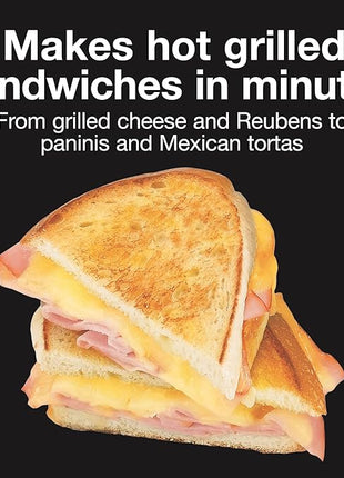 Proctor Silex Deluxe Hot Sandwich Maker With Easy-Clean Durable PFAS-Free Nonstick Ceramic Plates, Fits up to 2 Grilled Cheese, Ruebens, Tortas or Subs, Stainless Steel (25415MN)