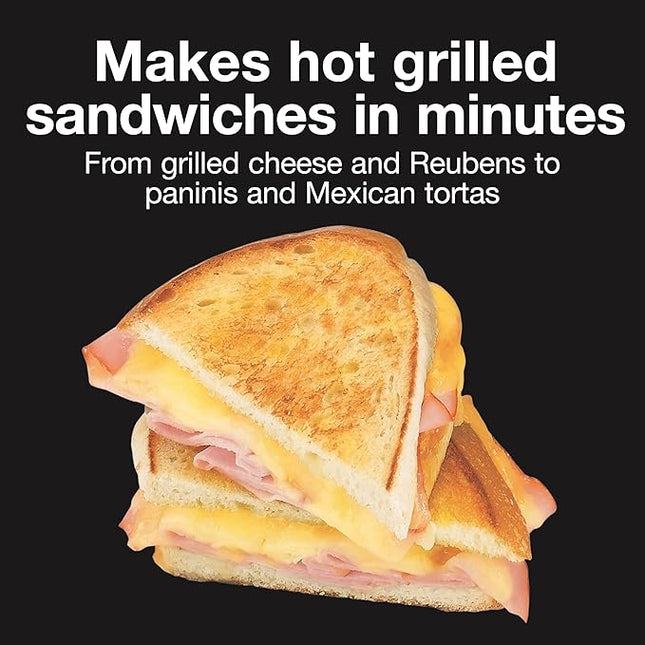 Proctor Silex Deluxe Hot Sandwich Maker With Easy-Clean Durable PFAS-Free Nonstick Ceramic Plates, Fits up to 2 Grilled Cheese, Ruebens, Tortas or Subs, Stainless Steel (25415MN)