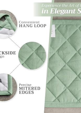 Maison d' Hermine Pot Holders Set 100% Cotton Heat Resistant Potholders 8" x 8" Hot Pads with Loop BBQ, Cooking, Baking, Grilling, Kitchen, Handling Hot Pans Spring/Summer (Pack of 2, Printemps)