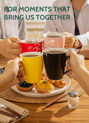 Sweese Porcelain Coffee Mugs - 16 Ounce (Top to the Rim) for Coffee, Latte, Tea, Cocoa, Set of 4, Pink