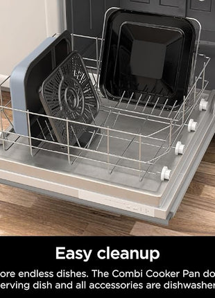 Ninja Combi All-in-One Multicooker, Oven, & Air Fryer, Complete Meals in 15 Mins, 14-in-1 Functions, Combi Cooker + Air Fry, Bake, Roast, Slow Cook and More, 3 Accessories, Stainless Steel, SFP701