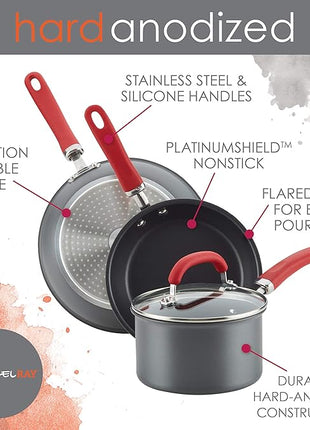 Rachael Ray Create Delicious Deep Hard Anodized Nonstick Frying Pan / Fry Pan / Hard Anodized Skillet - 10.25 Inch, Gray