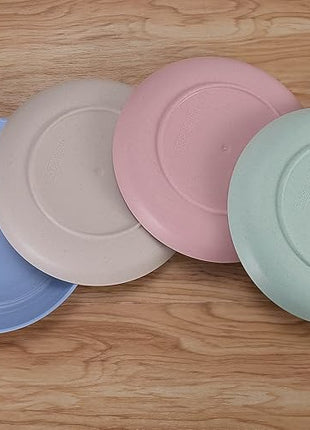 LuckyZone 7 Inches Small Unbreakable Wheat Straw Plates - Reusable Plate Sets of 4 - Dishwasher & Microwave Safe - Perfect for Dinner Dishes - Healthy, BPA Free & Eco-Friendly (7 Inches)