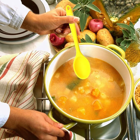 4 Pieces Silicone Mixing Spoon Heat Resistant Basting Utensil Non-stick Spoon 8.2" Multicolored Spoons Set for Mixing, Baking, Serving, Stirring and Scraping (Red, Green, Yellow, Orange)