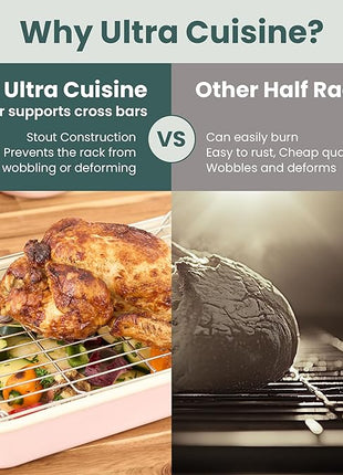 Ultra Cuisine Heavy Duty 3 Tiers, 16" x 10" Cooling Rack for Cooking and Baking - Professional Grade Premium 100% Stainless Steel Baking Rack & Wire Cooling Mesh - Dishwasher Safe - Pack 3