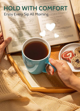 Sweese Porcelain Coffee Mugs - 16 Ounce (Top to the Rim) for Coffee, Latte, Tea, Cocoa, Set of 4, Turquoise