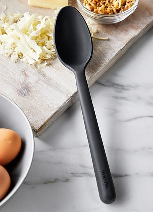 GreenPan Silicone Ultimate Spoon, Mixing Stirring Serving, Cooking Kitchen Utensil, Flexible Rubber Nonstick Cookware, Rigid Steel Core, Heat-Resistant, Anti-Slip Handle BPA-Free Dishwasher Safe, Gray