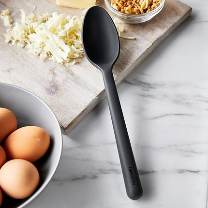 GreenPan Silicone Ultimate Spoon, Mixing Stirring Serving, Cooking Kitchen Utensil, Flexible Rubber Nonstick Cookware, Rigid Steel Core, Heat-Resistant, Anti-Slip Handle BPA-Free Dishwasher Safe, Gray