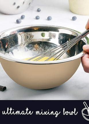 WHYSKO Meal Prep Stainless Steel Mixing Bowls Set, Home, Refrigerator, and Kitchen Food Storage Organizers | Ecofriendly, Reusable, Heavy Duty (Khaki)