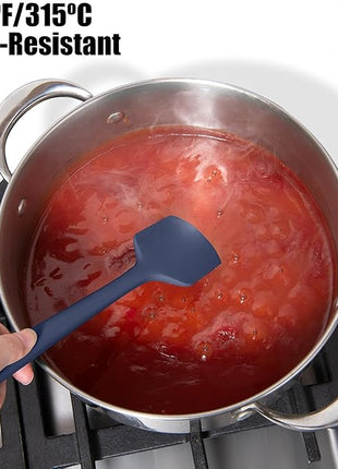 600°F Heat Resistant Silicone Spatula, Doosu High Temp Flexible Kitchen Rubber Bowl Scrapers Food Grade Seamless Baking Supplies Scratch-Proof for Scraping Non-Stick Pans (Navy Blue, 11.4in)