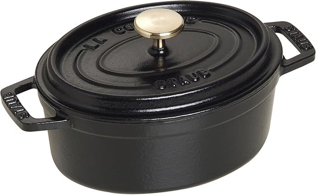 Staub La Cocotte Oval 40509-478 Pico Cocotte Oval Black 5.9 inches (15 cm) Small, Both Handed Casting, Enameled Pot, Induction Compatible, Japanese Authentic Product