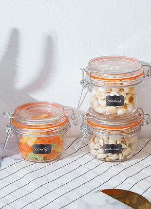 Encheng Small Glass Jars With Airtight Lids, Glass Spice Jars 5 oz,Maosn Jars With Leak Proof Rubber Gasket 150ml,Glass Storage Containers With Hinged Lid,Kitchen Canisters 12 Pack