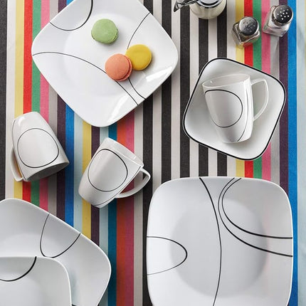 Corelle Square Simple Lines 18-Piece Dinnerware Set, Service for 6 (1088646)