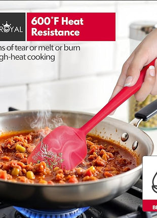Silicone Spatula Set - 4-Piece Rubber Spatulas Silicone Heat Resistant 600°F for Everyday Task - Seamless Design Kitchen Spatulas for Nonstick Cookware - Red