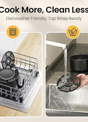 Topzee Small Air Fryer, 2.1QT Mini Compact 4-in-1 Air Fryer for 1–2 People, 98% Less Oil, Adjustable Temp & 60Min Timer, Quiet, Nonstick Dishwasher Safe, BPA-Free, Dark Grey