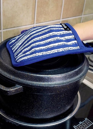 Silicone Pot Holders Set of 3 Heat Resistant & Non Slip Potholders, Professional Oven Hot Pads with Pockets Mitts for Kitchen Cooking Baking Barbecue (Cobait Blue, 3)