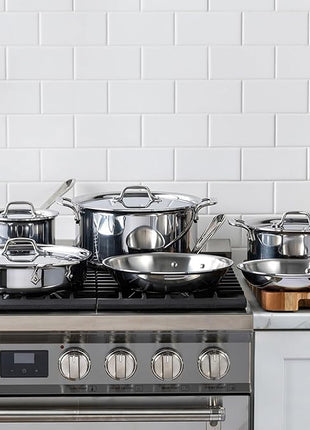 All-Clad D3 Stainless Steel Cookware Set - 10-Piece Pots and Pans Set, Induction, Oven Broiler Safe 600F - Includes Frying Pans, Saucepan, Sauté-Pan, Stockpot, Professional Cookware - Stainless Steel