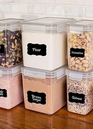Simply Gourmet Airtight Food Storage Containers with Lids – 6 Piece Assorted Size Kitchen Pantry Organization Set, BPA-Free Clear Plastic, Stackable Containers for Cereal, Flour, Sugar, Rice, Snacks