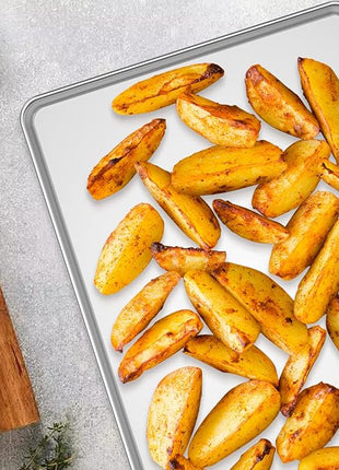 Wildone Baking Sheet with Silicone Mat Set, Set of 6 (3 Sheets + 3 Mats), Stainless Steel Cookie Sheet Baking Pan with Silicone Mat, Non Toxic & Heavy Duty & Easy Clean