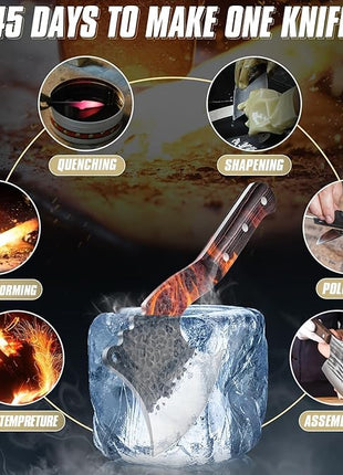 Dream Reach Meat Cleaver Heavy Duty Bone Chopper High Carbon Bone Cutting Knife Hand Forged Butcher Knife with Cover for Kitchen Outdoor BBQ, Christmas Gifts for Men Women